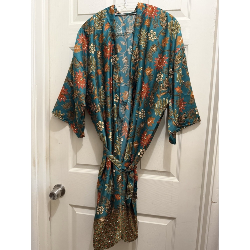 Batik Sutera Halus Kimono Robe Womens One Size Multi Excellent Silk Floral